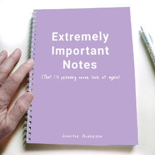 Pastel Purple Important Notes Simple Text Notebook