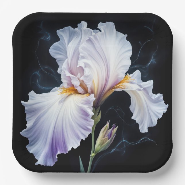 Pastel Purple Iris Blossom Paper Plate (Front)