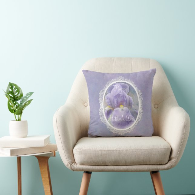 Pastel Purple Iris Mother's Day Throw Pillow (Chair)