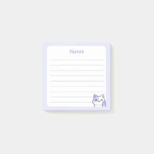 Pastel Purple Kawaii Chibi Kitty Cat Waving Hello Post-it Notes
