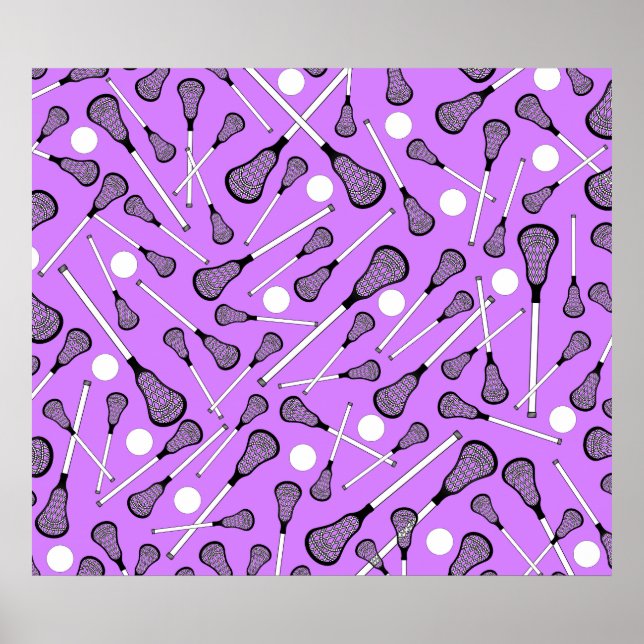 Pastel purple lacrosse sticks pattern poster (Front)