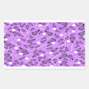 Pastel purple lacrosse sticks pattern rectangular sticker