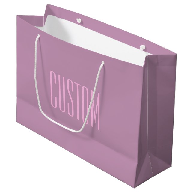 Pastel Purple & Light Pink | Modern Editable Text Large Gift Bag (Front Angled)