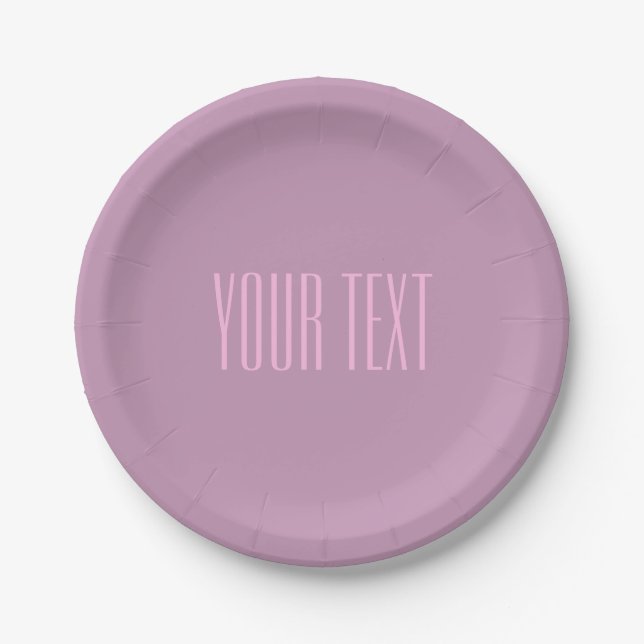Pastel Purple & Light Pink | Modern Editable Text Paper Plate (Front)
