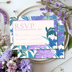 Pastel Purple Lilac Floral Wedding Rsvp card