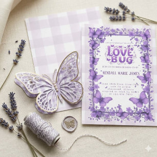 Pastel Purple Love Bug Baby Shower Invites 