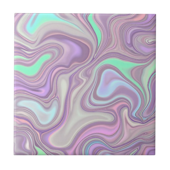Pastel Purple Marble Swirl Pattern Tile (Front)