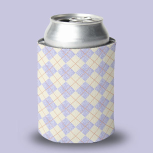Pastel Purple On Yellow Diamonds Argyle Pattern  Can Cooler
