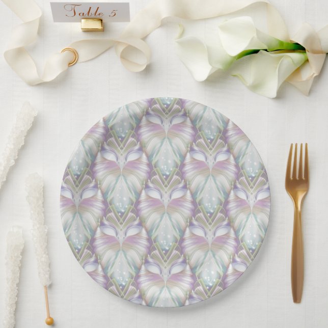 Pastel Purple Oracle Owl Pattern Paper Plate (Wedding)