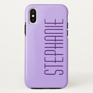 Pastel Purple, Personalised Name, Sturdy iPhone X Case