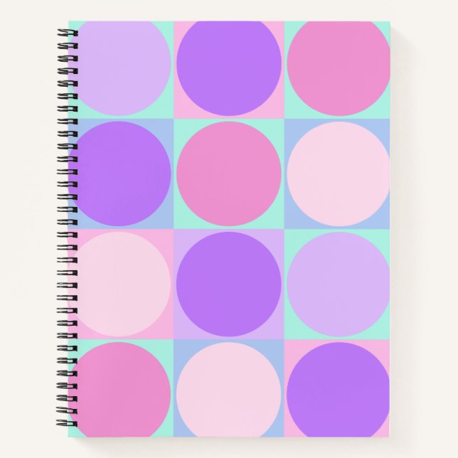 Pastel Purple Pink Aqua Geometric Circle Shape Art Notebook (Front)