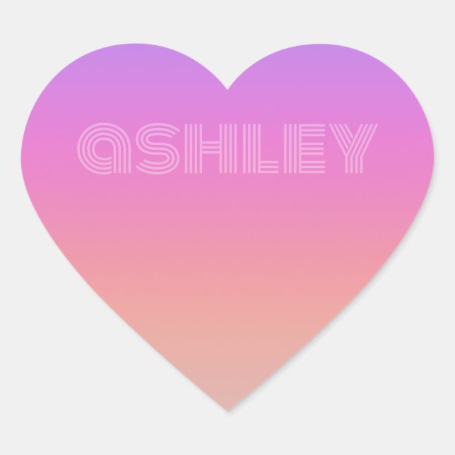 Pastel Purple Pink Coral Ombre - huge monogram Heart Sticker (Front)