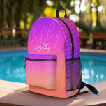 Pastel Purple Pink Coral Ombre - huge monogram Printed Backpack<br><div class="desc">A colourful pastel gradient with shades of purple, pink and coral. A huge name is on the front. It includes a houndstooth and chevron pattern. You can add a name, monogram or other custom text. If you need to move the art around, click on the customise button to make changes....</div>