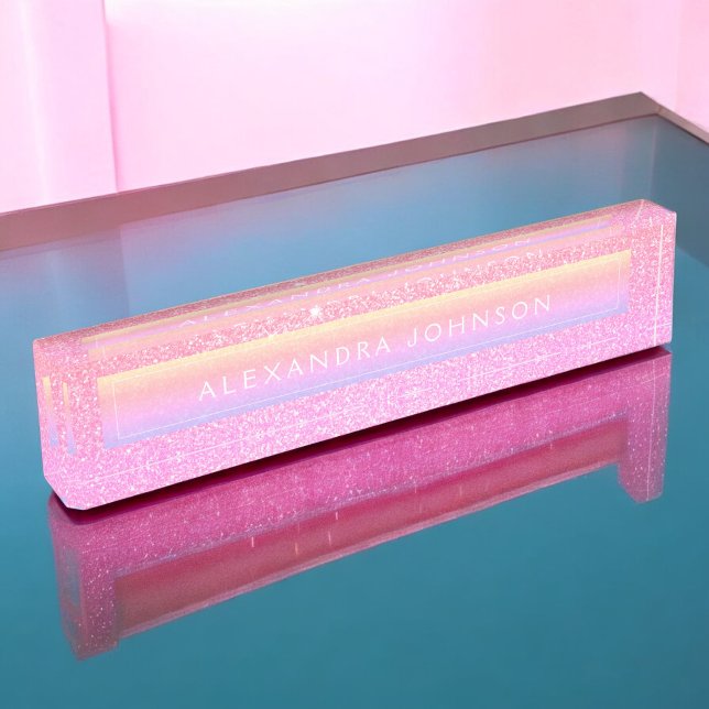 Pastel Purple Pink Glitter Sparkle Modern Nameplate (Creator Uploaded)