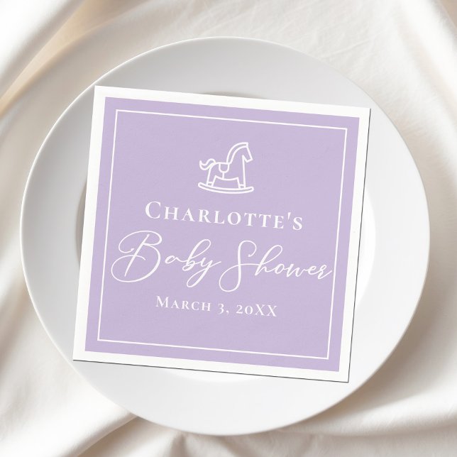 Pastel Purple Rocking Horse Baby Shower Custom Napkin (Creator Uploaded)
