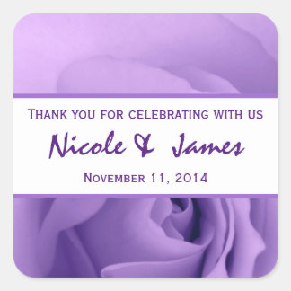 Pastel Purple Rose Bride Groom Thank You Wedding 2 Square Sticker