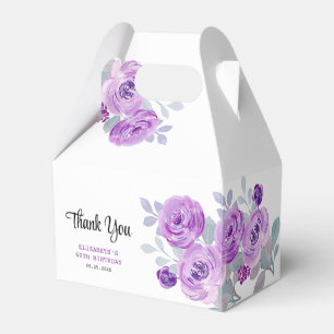 Pastel Purple Rose Greenery Birthday Favour Box