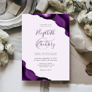 Pastel Purple Silver Agate Corners Wedding Invitation