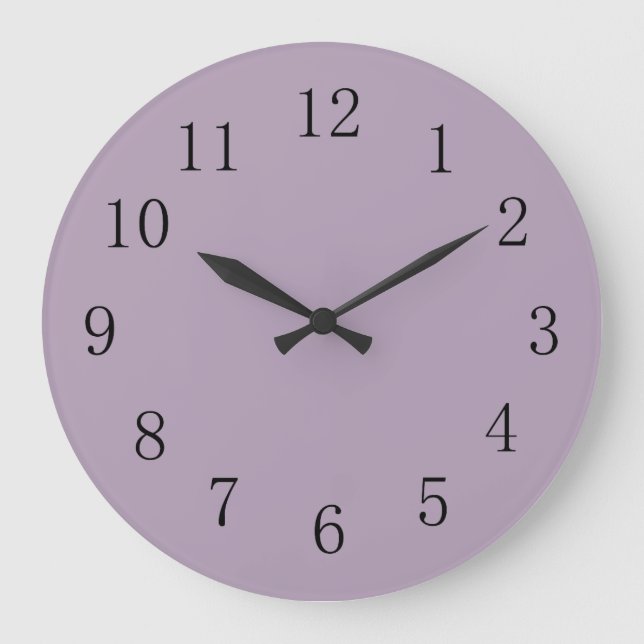 Pastel Purple Solid Colour Large Clock (Front)
