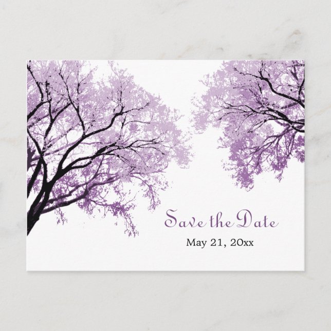 Pastel Purple Trees - Save the Date Postcard (Front)