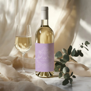 Pastel Purple Victorian Crest Monogram Wine Label
