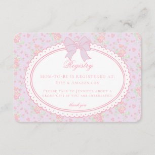 Pastel Purple Vintage Fancy Floral Baby Registry Enclosure Card