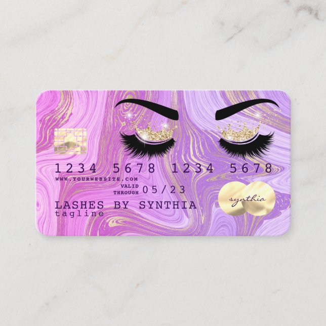 pastel purple violet marble Credit Card Lashes (Front)