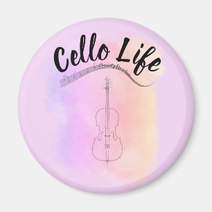 Pastel Purple Watercolor Cello Life Instrument Magnet