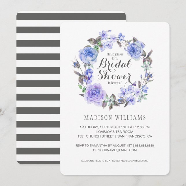 Pastel Purple Watercolor Floral | Bridal Shower Invitation (Front/Back)