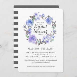 Pastel Purple Watercolor Floral Bridal Shower Invitation