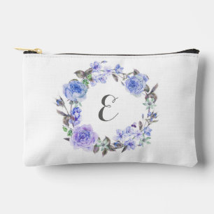 Pastel Purple Watercolor Floral Monogram Accessory Pouch