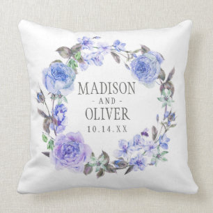 Pastel Purple Watercolor Floral Wedding Cushion