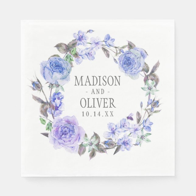 Pastel Purple Watercolor Floral | Wedding Napkin (Front)