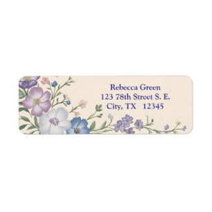 Pastel Purple, White & Blue Botanical Floral Print