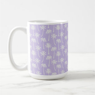 PASTEL PURPLE WITH SUMMER TROPICAL PALM TREES COFFEE MUG