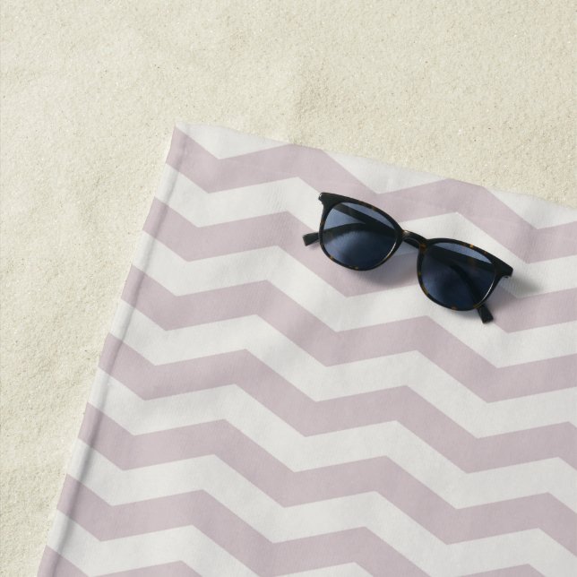 Pastel purple zig zag stripe geometric beach towel (In Situ)