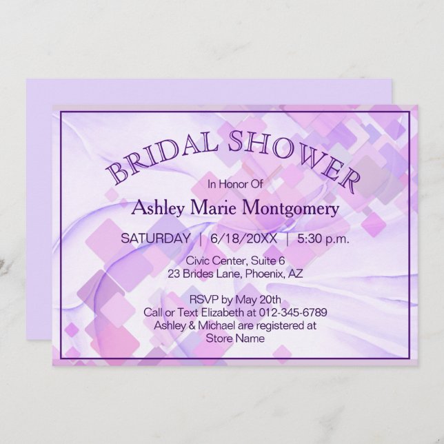 Pastel Purples Geometric Bridal Shower Custom Invitation (Front/Back)