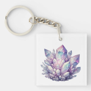 Pastel Quartz Cluster Key Ring