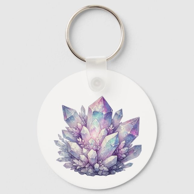 Pastel Quartz Cluster Key Ring (Front)