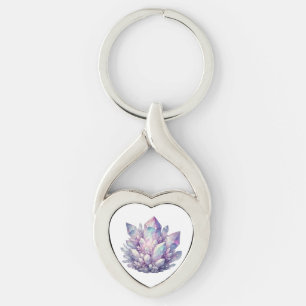 Pastel Quartz Cluster Key Ring