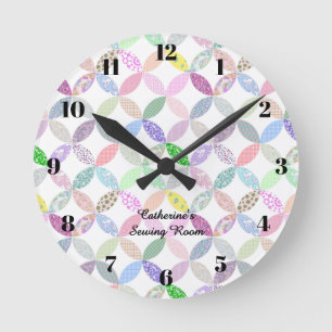 Pastel quilting clock sewing room quilt decor