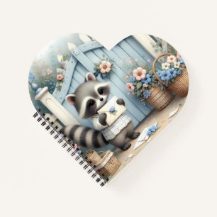 Pastel Raccoon Letter Garden Notebook
