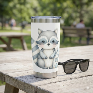 Pastel Racoon Cottage Neutral Woodland Scene Insulated Tumbler