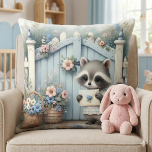 Pastel Racoon Letter Garden Cushion