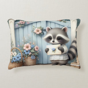 Pastel Racoon Letter Garden Decorative Cushion