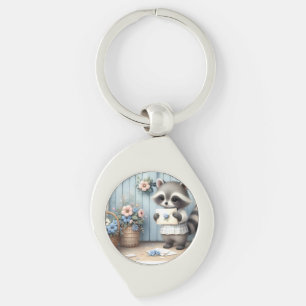 Pastel Racoon Letter Garden Key Ring