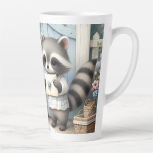Pastel Racoon Letter Garden Latte Mug