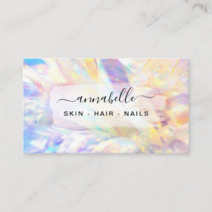 *~* Pastel Rainbow Abstract Spa QR Gold Glitter  B Business Card