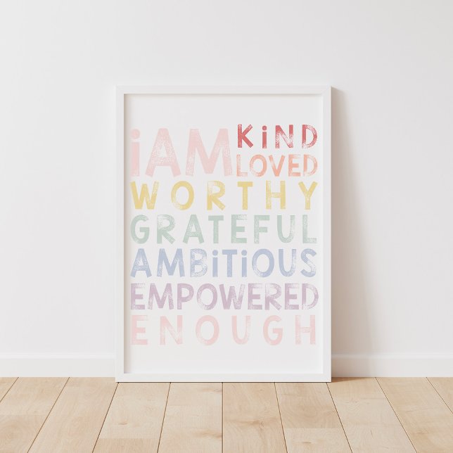 Pastel Rainbow Affirmations For Kids Poster (Creator Uploaded)
