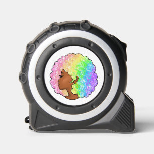 Pastel Rainbow Afro Portrait Groovy Retro Curly 1